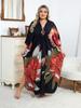 Plus Size Women Kaftan House Robe Bohemian Printing V Neck Homewear Beach Wear Bathing Suit Cover Up