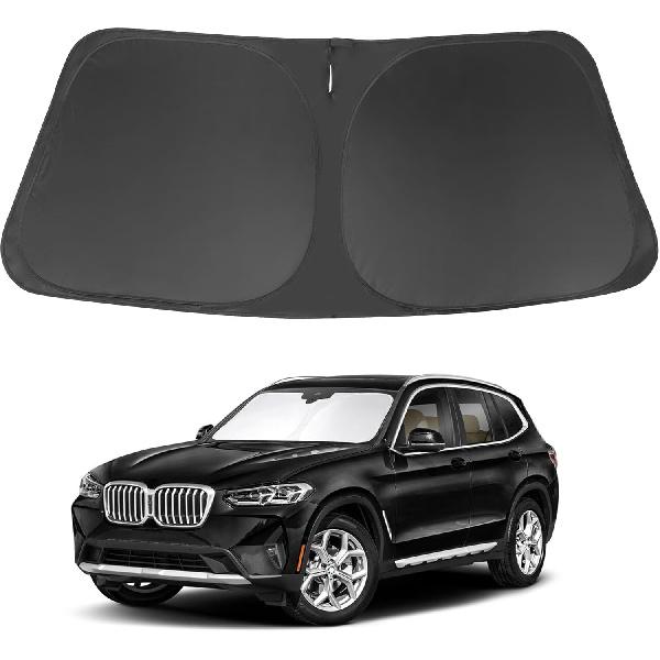 Windshield Sun Shade Compatible with 2018-2024 2025 2026 BMW X3 Accessories Foldable Sunshade Sun Blocker Protect Car from Sun Rays & Heat Damage. Fit BMW X3 2018-2026