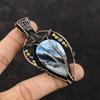 Owyhee Blue Opal Pendant Copper Wire Wrapped Pendant Gemstone Copper Jewelry Titanium Beads Pendant Handmade Wire Wrap Jewelry Gift For Her