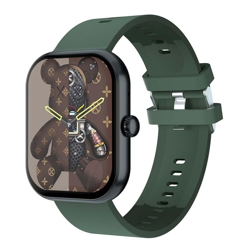 Montre Connectée Cadran Noir 2 Bracelets Silicone Noir Et Kaki Inwatch Ii Black Iconic