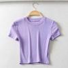 Women Casual Crop Top Summer Slim Fit Stretchy Solid Color Short Sleeve Waist Exposed Soft Breathable Lady T-shirt