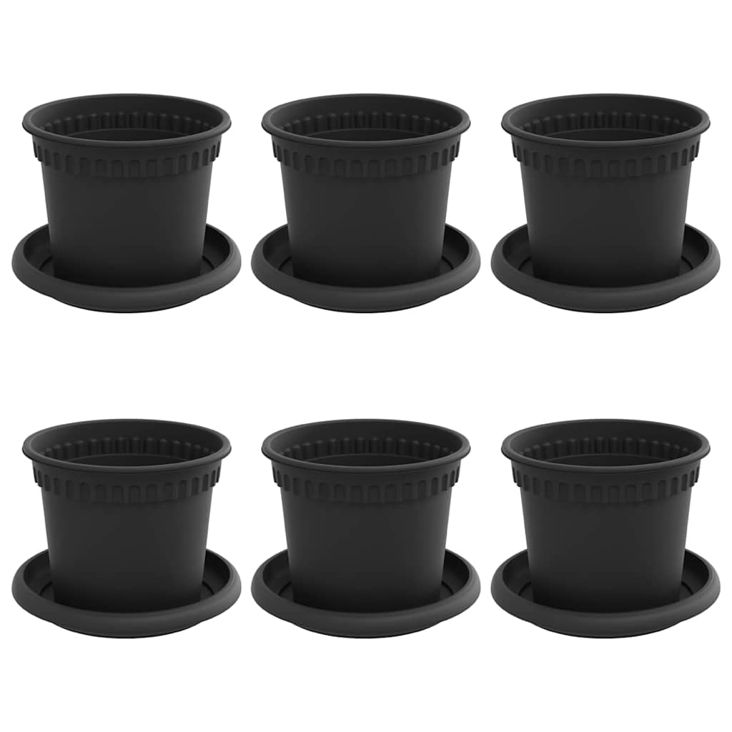 Plant Pots 6 Pcs Black Ø 12.5 X 10 Cm Plastic
