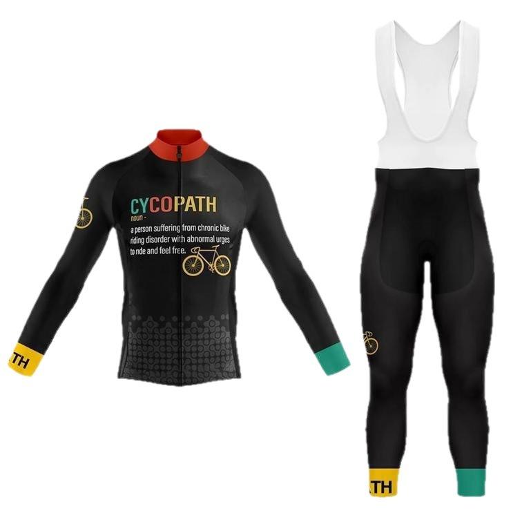 Cross-border Long-sleeved Cycling Suit, Spring and Autumn Men's Quick-drying Breathable Bicycle Cycling Suit, Silicone Pad Trousers