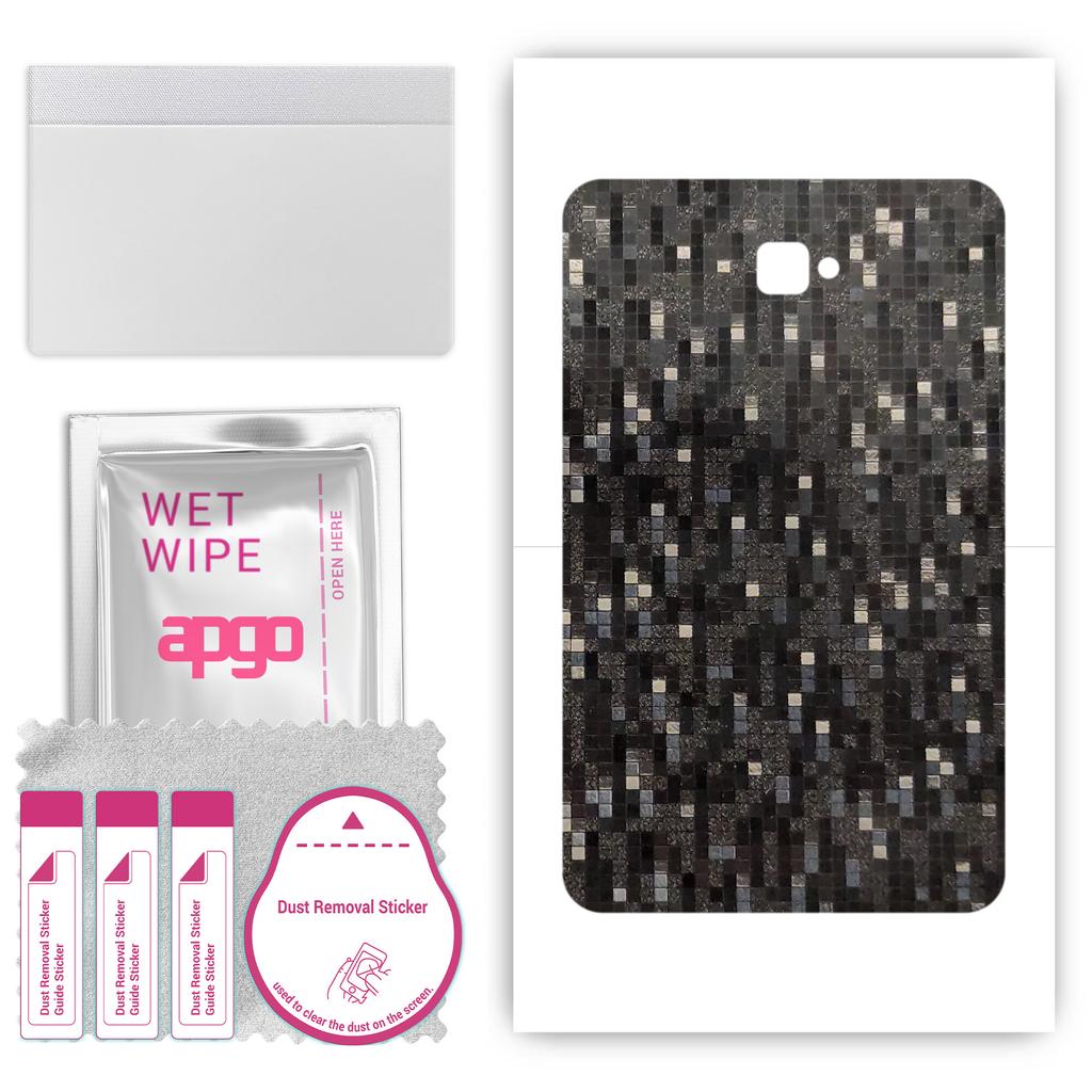 apgo Protective Skin Sticker for the Back Compatible with Samsung Galaxy Tab A 10.1 (2016), Wrap Film, Foil, Vinyl - Pattern Carbon Black Pixel