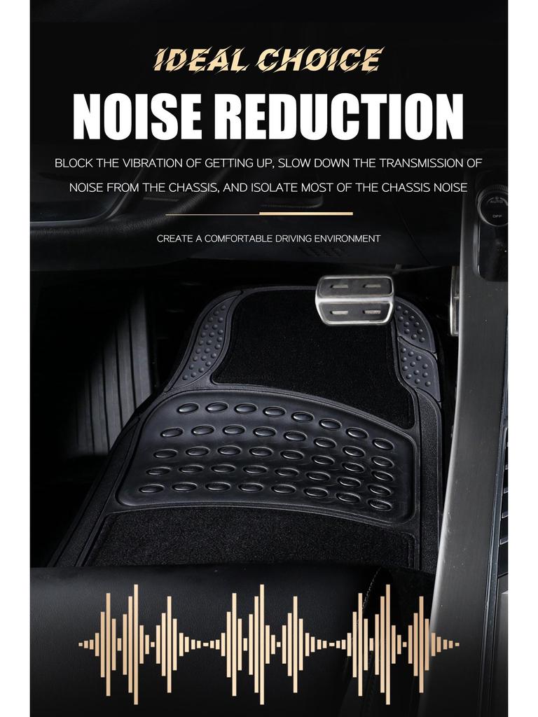 Four-Piece Universal PVC Car Floor Mats - Anti-Slip, Waterproof, Heat-Resistant Interior Protection.