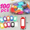 10-100pcs/lot Tough Plastic Key Tags with Split Ring Label Window for DIY Key Chain Kit Numbered Name Baggage Luggage Tags