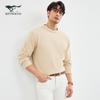 SEPTWOLVES Men's Loose Fit Waffle Knit Long-Sleeve T-Shirt (1D1D10601042)