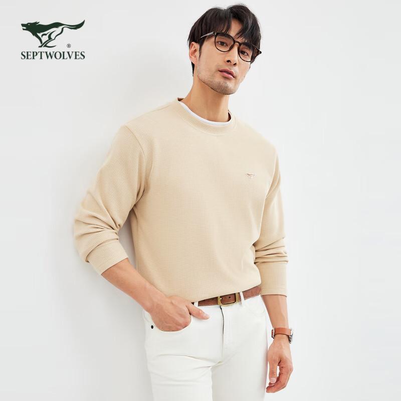 SEPTWOLVES Men's Waffle Knit Long-Sleeve T-Shirt