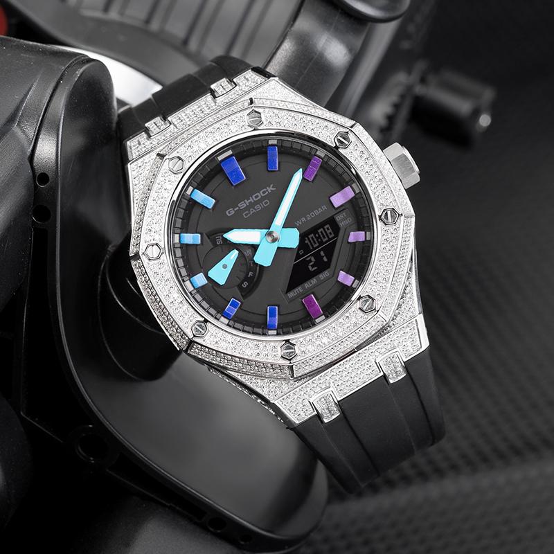 Casio Custom Collection Quartz Movement Resin Strap Watch Unisex Black Dial GA-2100-1A1(Team788--)