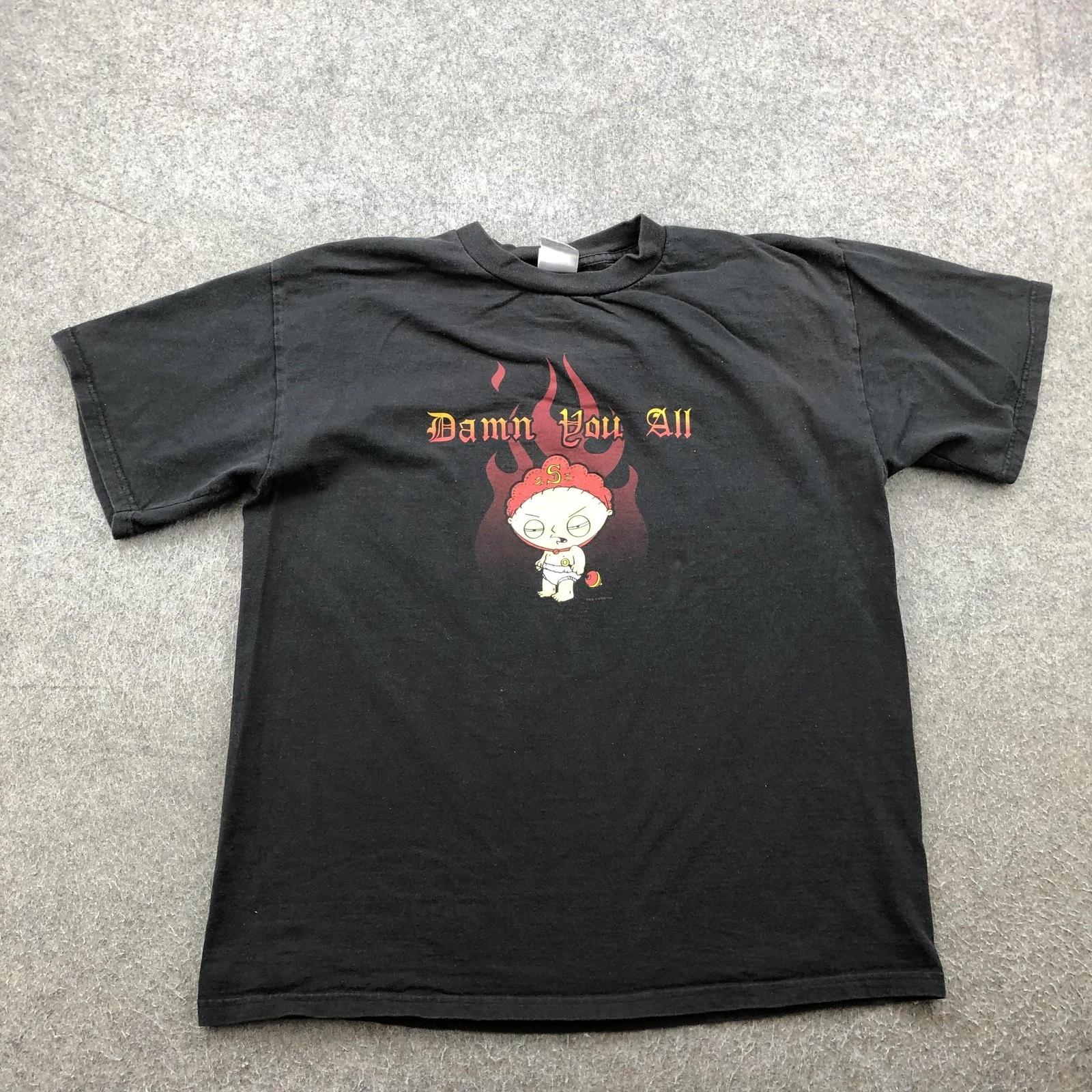 Vintage Family Guy Stewie Griffin Shirt Mens Large Black Graphic Damn You All M