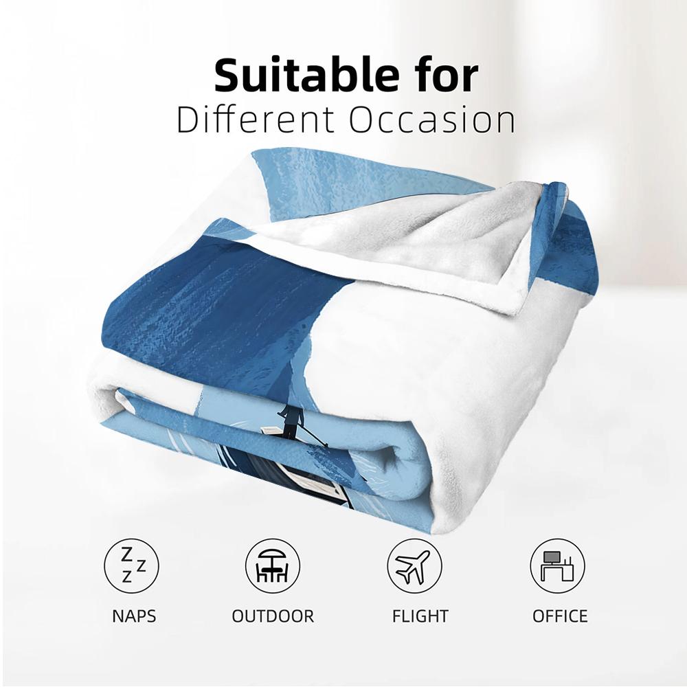 Winding Stream Anime Cartoon Flannel Blanket Soft Warm Throw for Bedroom Sofa Car Kids Holiday Gift