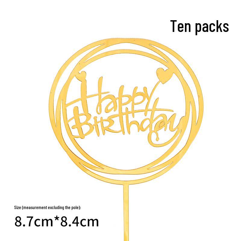 50 Stück Goldene Acryl-Kuchenstecker - Geburtstag, Festival, Muttertagsfeier