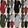 Womens Hooded Mini Dress Casual Long Sleeve Sweatshirt Jumper Slim Fit With Pockets