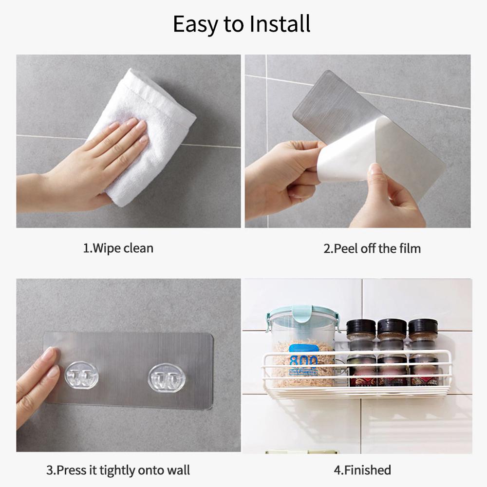 Metal Wire Punch-Free Wall Hanging Mounted Spice Rack Storage Shelf Basket Space Saver with 1