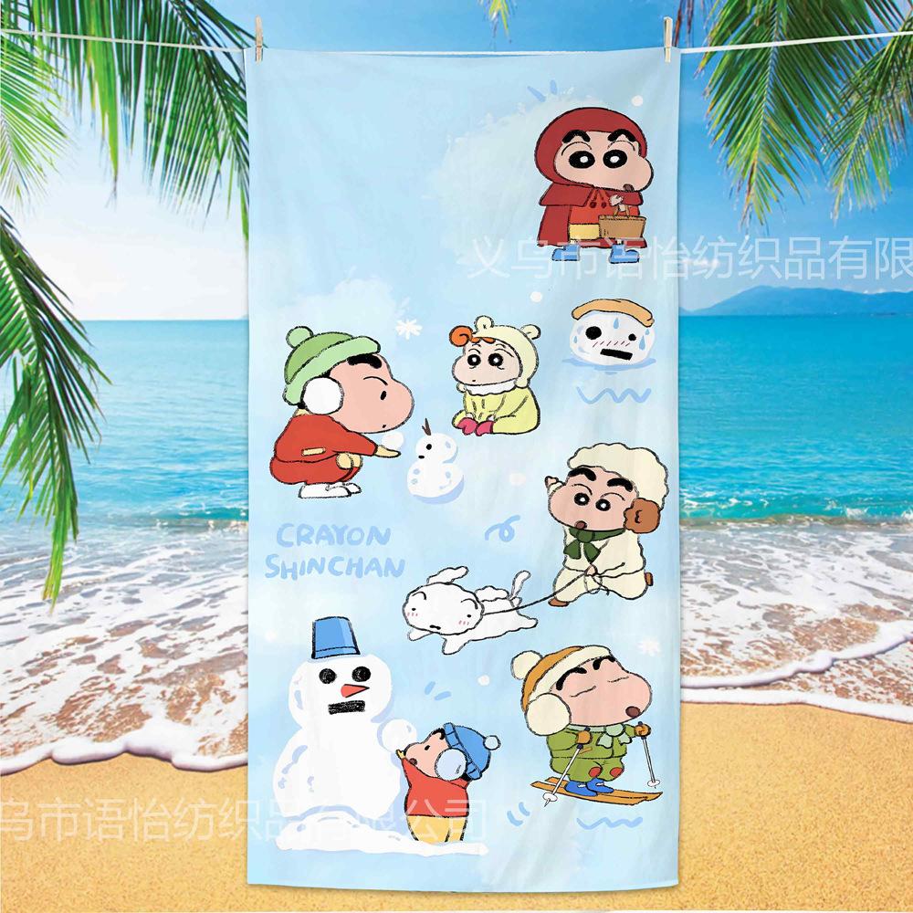 Extra Large Kids Quick Dry Bath Towel Cartoon Character Digital Print Double Sided Flannel Microfiber Beach Towel