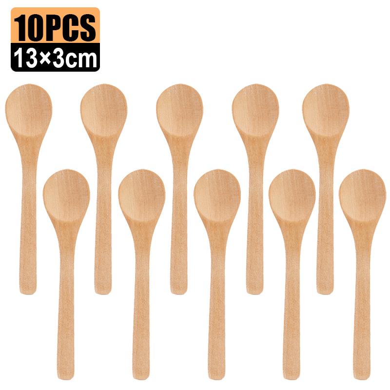 20/1Pcs Natural Wood Spoons Long Handle Soup Stirring Spoons Coffee Milk Teaspoon Scoops Home Kitchen Tableware Cooking Tools4