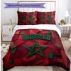 Set Biancheria da Letto Stampata Calcio Marocco 3 Pezzi Set Copriletto Accogliente Traspirante come Regalo per Inaugurazione Casa Vacanze