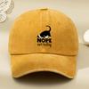 [Black Cat Baseball Cap] Adjustable Breathable Black Cat "Nope" Cartoon Print Baseball Cap | Vintage Washed Soft Top, Sun Hat Fo