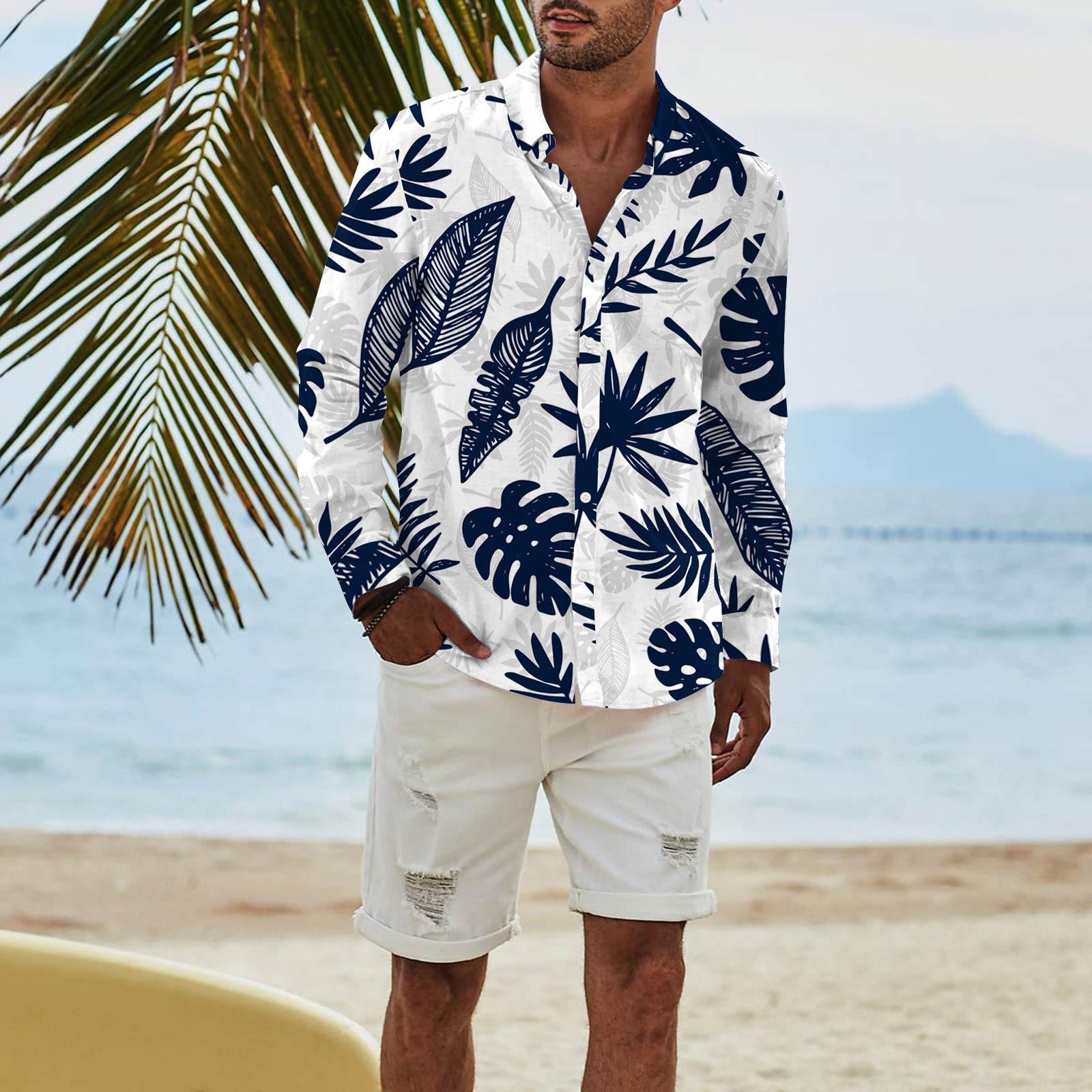 

Мужская модная повседневная футболка с длинным рукавом и принтом на пуговицах, рубашка обычного кроя XXL тёмно-синий