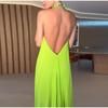 Party Dresses for Women Loose Halter Neck Lace-up Backless Sexy Satin Evening Dress Summer New Fashion Elegant Vacation Dress