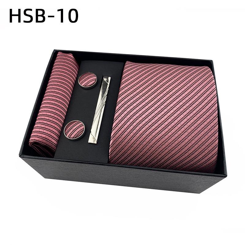 Men's Black Business Tie Gift Set: Striped & Plain Ties, Pocket Square, Tie Clip