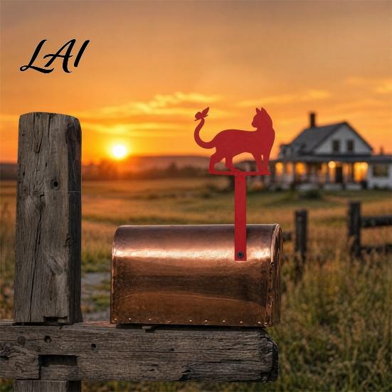 Metall-Gartenschild Eisen mit festen Löchern Katze Schmetterling Dekoration Rote Briefkasten Dekoration Außen Schild für Holz Leder Briefkästen Dekoration