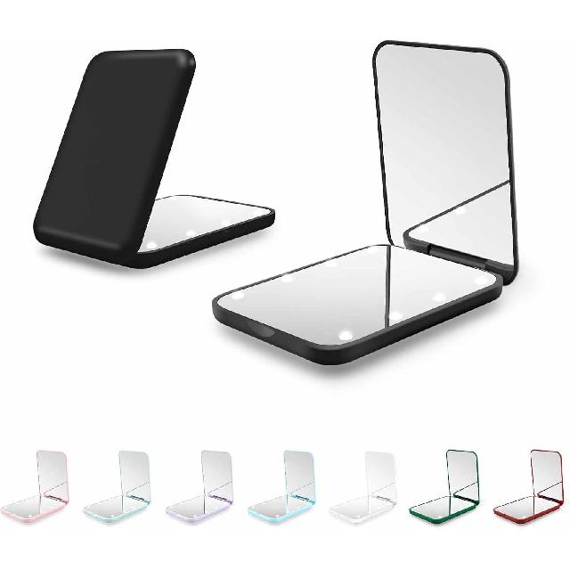 Compact Mirror with Light, 1X/3X Magnification LED Pocket Mirror for Women | Portable, Travel, Purse, Pocket, Gift, Pink, mini, small, essentials,
