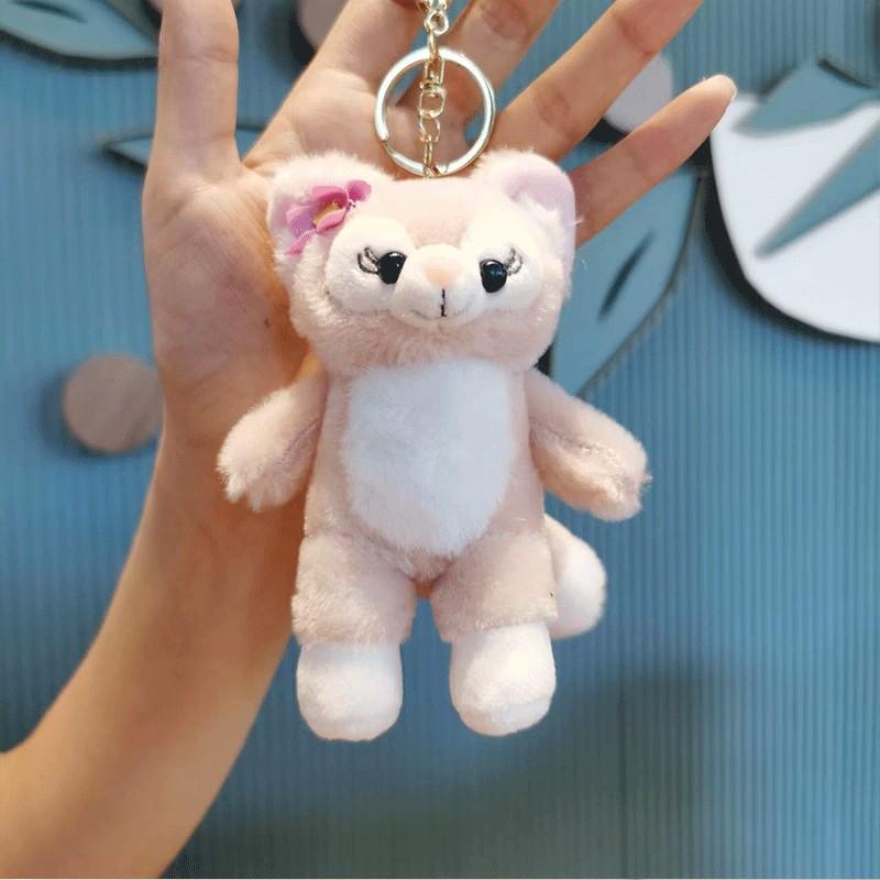 Adorable Pink Fox Keychain Plush Doll Charming Cake Decoration Gift Accessory