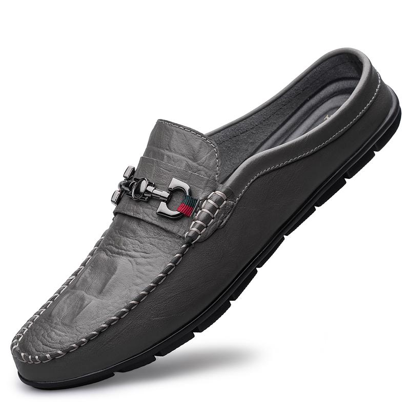 

Модные новые универсальные туфли Muller для мужчин из натуральной кожи, модные полутапочки, летние мужские мокасины, тапочки на плоской подошве для отдыха на природе, мужская обувь 47