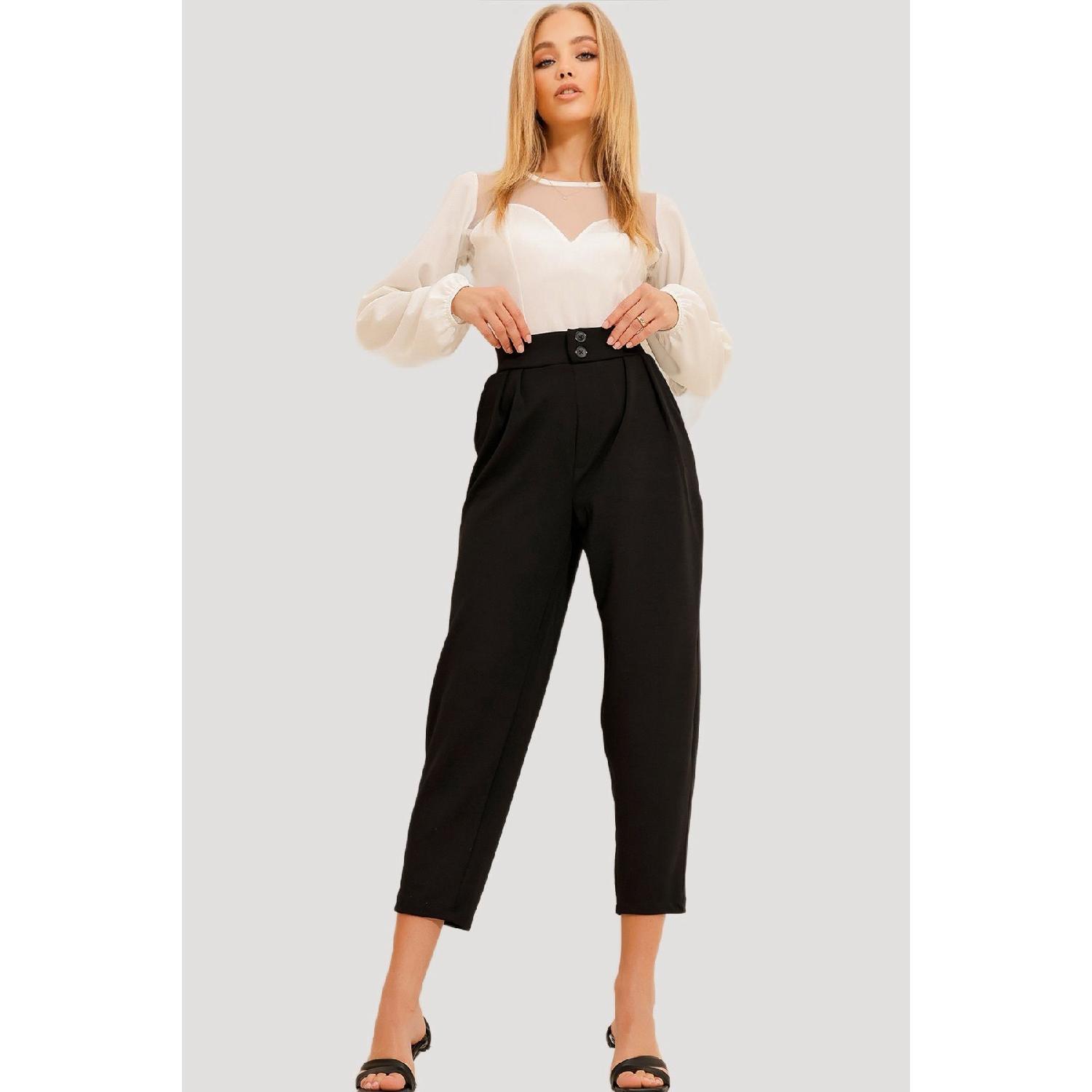 

Female Black High Waist Carrot Pants Alc-x1148 S чорний