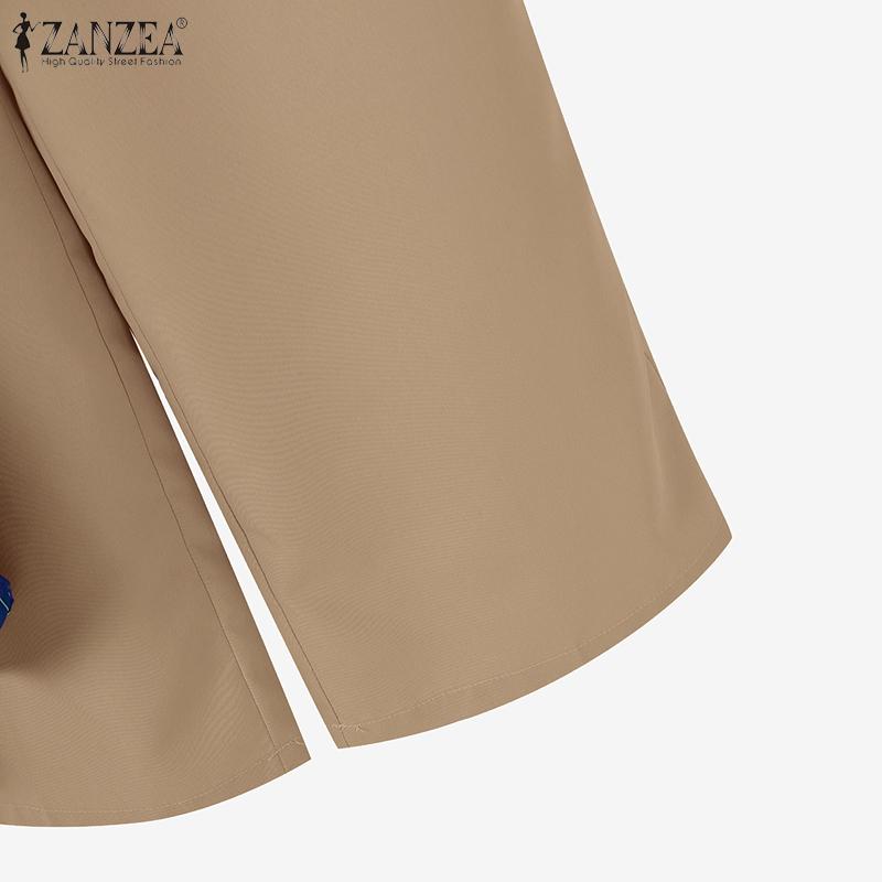 ZANZEA Lässiges zweiteiliges Anzug-Set für Damen mit langer Bluse und Hose im Print