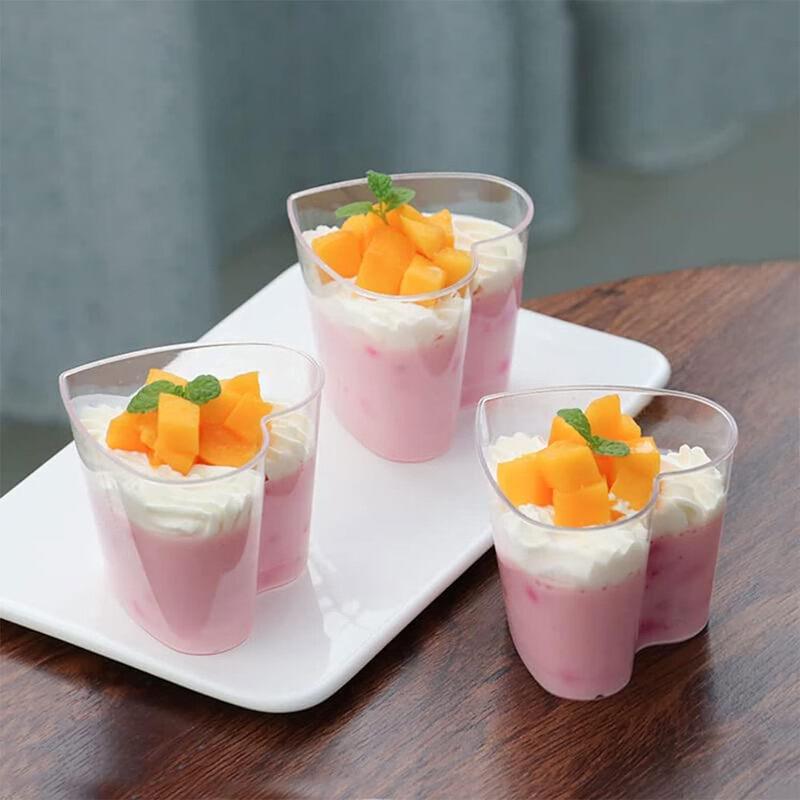 Pabei GD2019 70ML Mini Heart-Shaped Disposable Dessert Cups (100-Pack)