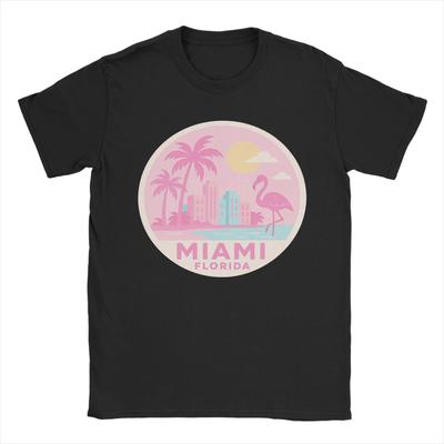 Miami Pink Travel Cotton T Shirt For Unisex Summer Vintage TShirts Breathable Novelty Tees Plus Size Hot Sale Tops
