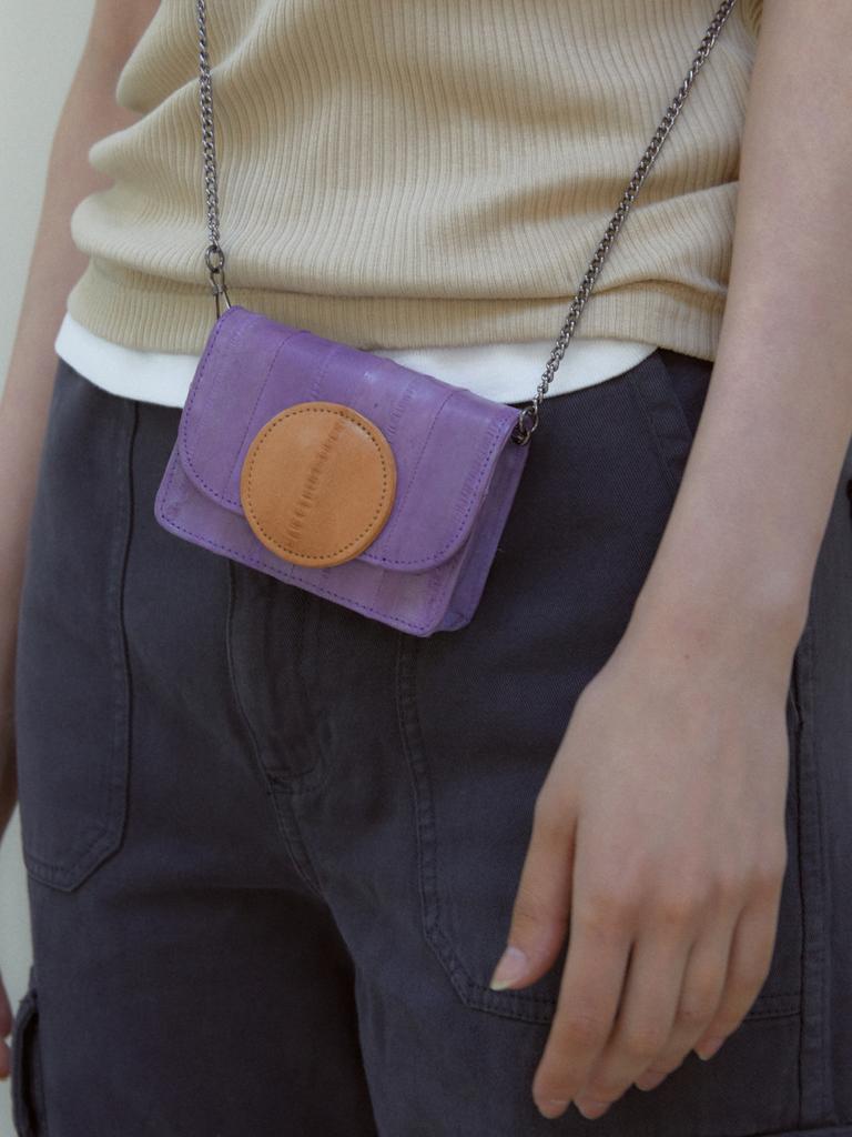 Double Quotes Macaron Wallet Mini Bag Purple Beige