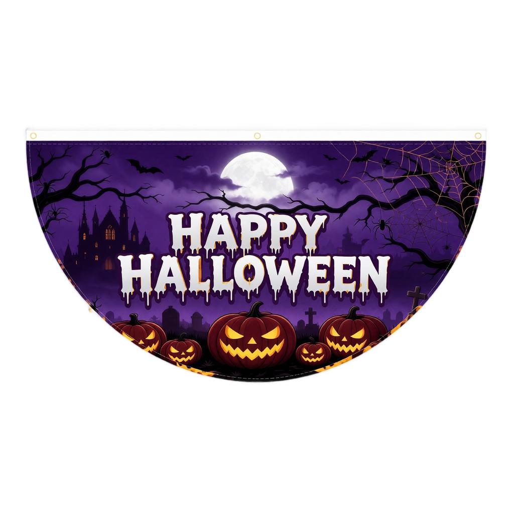 Halloween Fan Flag and Pumpkin Hanging Set for Outdoor Yard Decoration