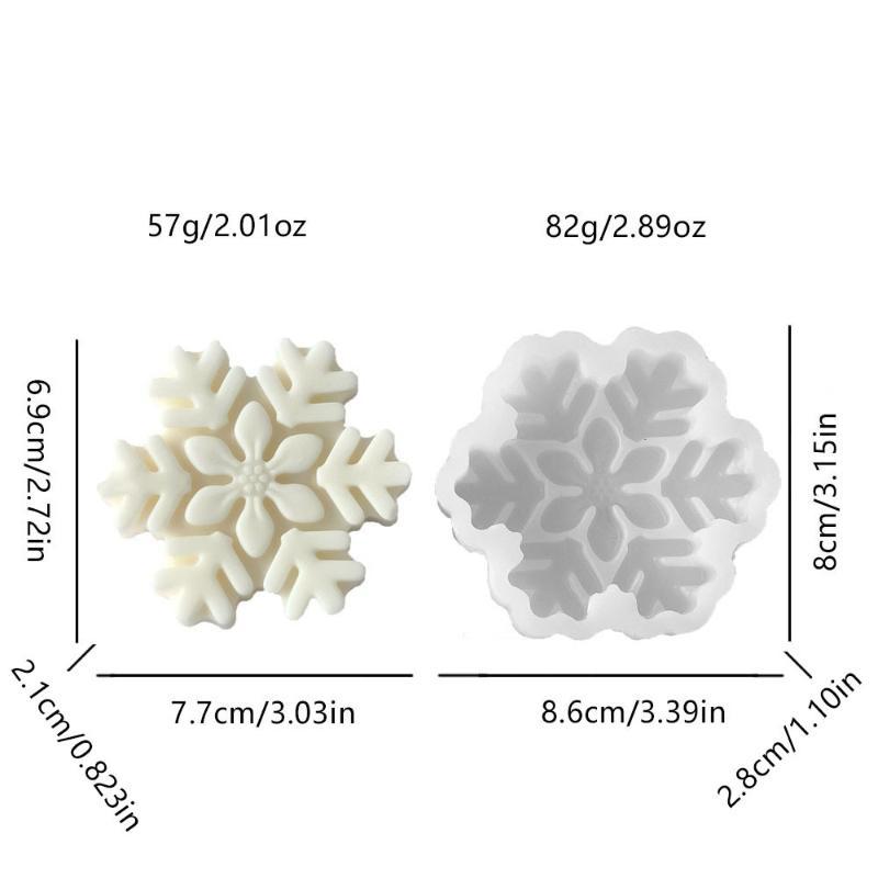 Christmas Snowflake Pillar Candle Mold Easy Demold Silicone Mold for DIY Aroma Candle Soap Home Craft Hobby Christmas Gifts