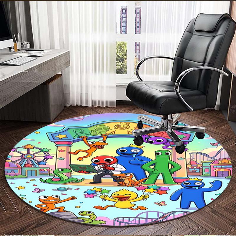 Game Rainbow Friends Print Round Rug, Washable Floor Carpet, For Entryway Dorm Laundry Room Office Study, Home Decor Birthday Christmas Gift