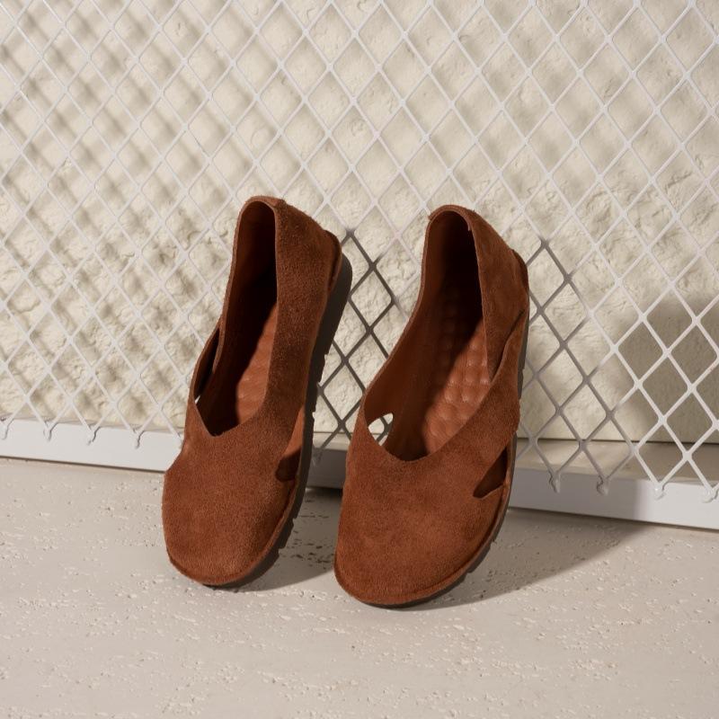 Handmade Leather Sandals Women's Summer New First-layer Cowhide One-pedal Retro Soft Leather Soft Sole Comfortable Women's Shoes