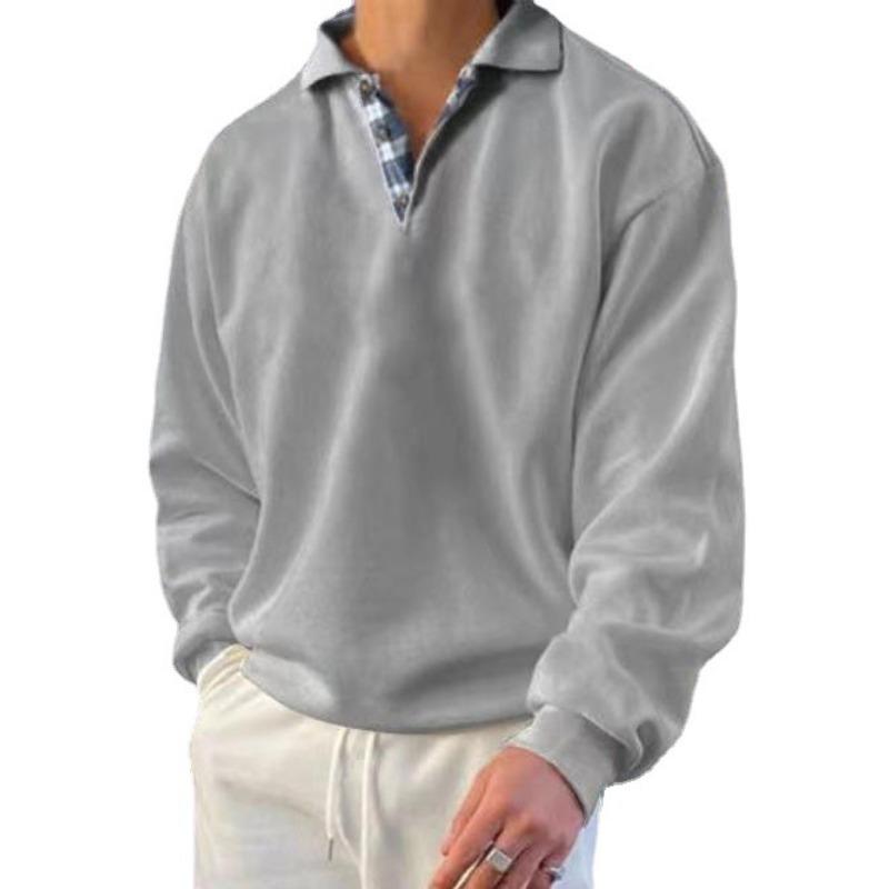 Popular Autumn Long-sleeved V-neck Men's Lapel Loose Sweater Men's Clothing