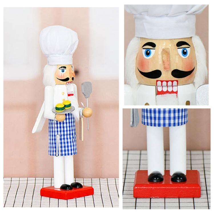 Festives Wooden Nutcrackers Soldier Ornament Chefs Styles Blue Plaids Apron Traditional Holiday Homes Accent Piece