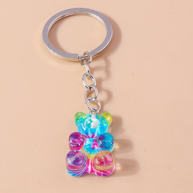 Colorful Resin 3D Bear Keychain Animal Key Rings Pendants for Women Girl Key Holder Handbag Pendants Charms DIY Jewelry Gifts