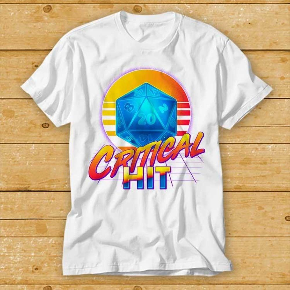 

Colorful Dice CRITICAL HIT Printed Tshirt with Retro Board Game Style Top Loose and Comfortable Short Sleeved Womens Tshirt S