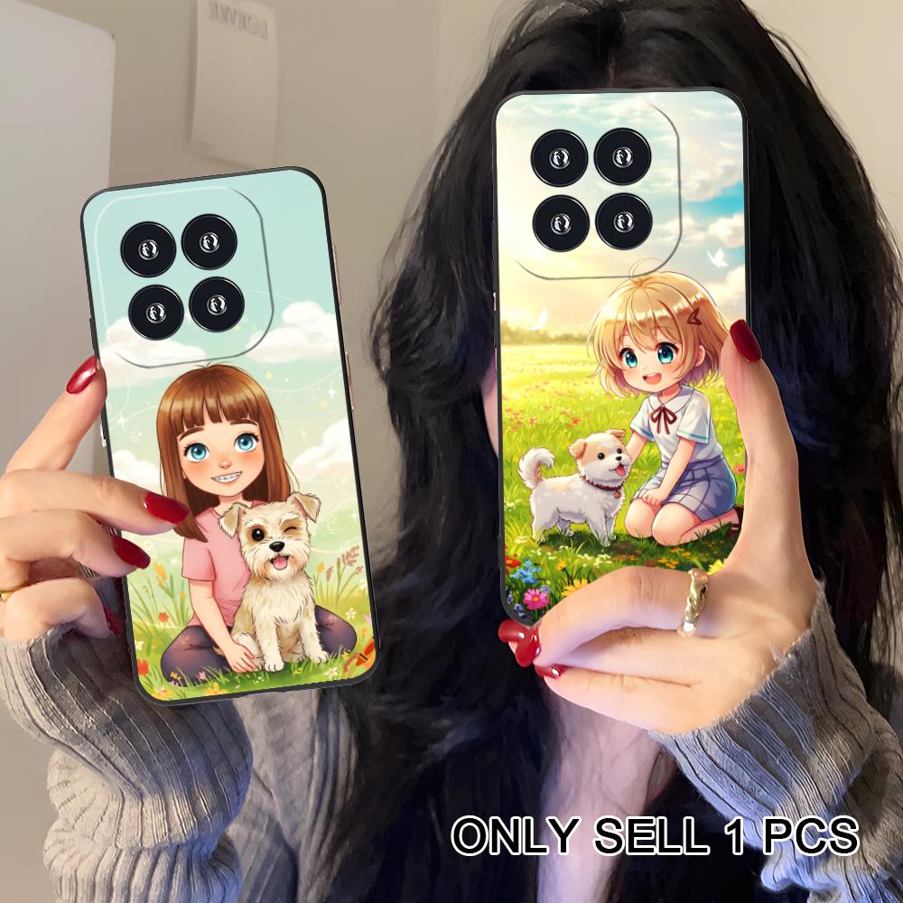 Girl Dog Puppy Matte TPU Mobile Phone Case for Xiaomi 15 14 13 12 Mi 11 T Ultra Lite Pro S X 5G Colorful Printing Cover
