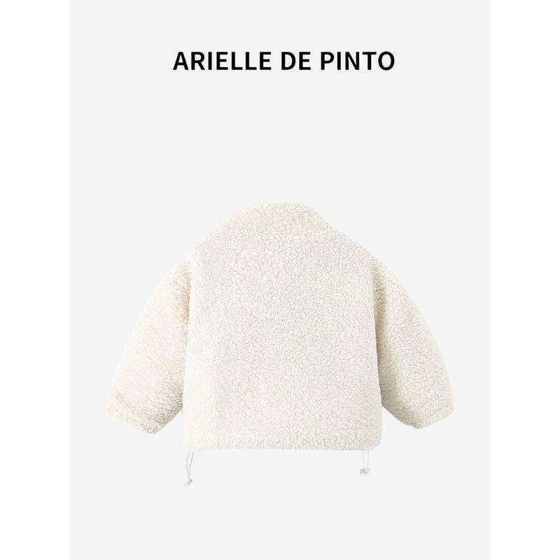 French Arielle De Pinto Kidsren's Winter Jacket, Fashionable and Stylish Denim and Fur Cotton Coat for Babies
