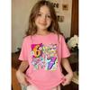Summer 67 Bowknot Flower Printer Children's T-shirt Fashion Kids Clothing Casual Boys Girls Short Sleeve Trendy Tees Tops