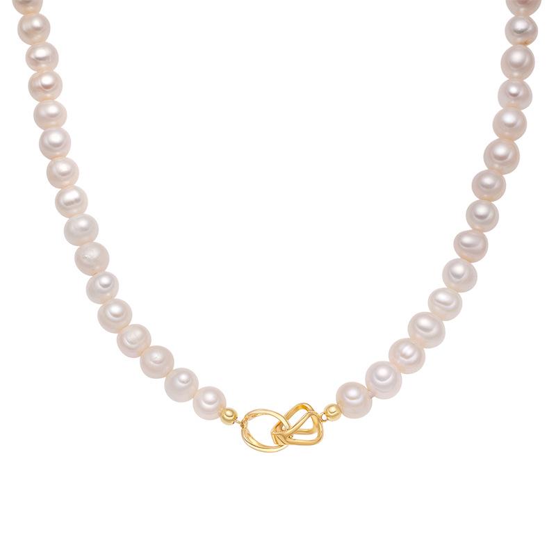 

Baroque Pearl & 925 Silver Necklace with Figure 8 Clasp - High-End Design for Women 925 Sterling Silver