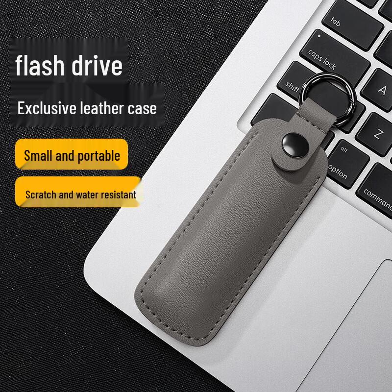 BUBM Portable PU Leather USB Drive Case with Keychain