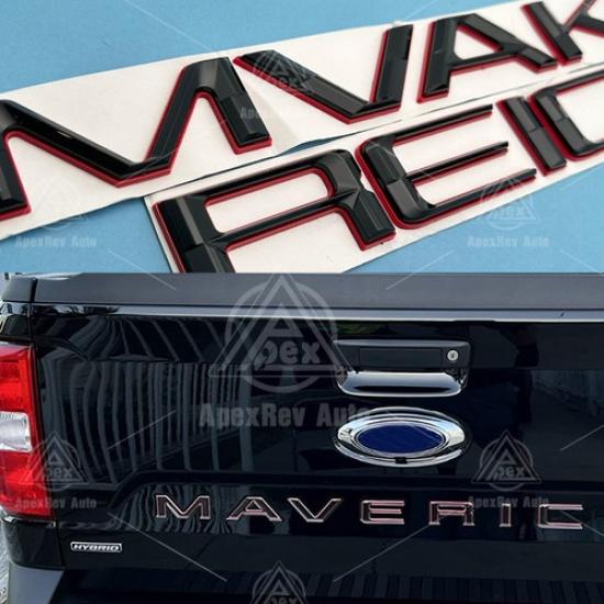 3D Black Red Outline Rear Tailgate ert Letters Emblems For -2025 Maverick