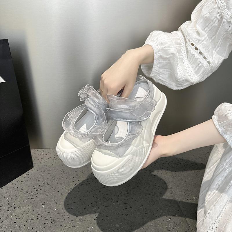 Summer lace bag head half slippers women's hollow thick bottom Velcro heightening casual cool slippers outer wear