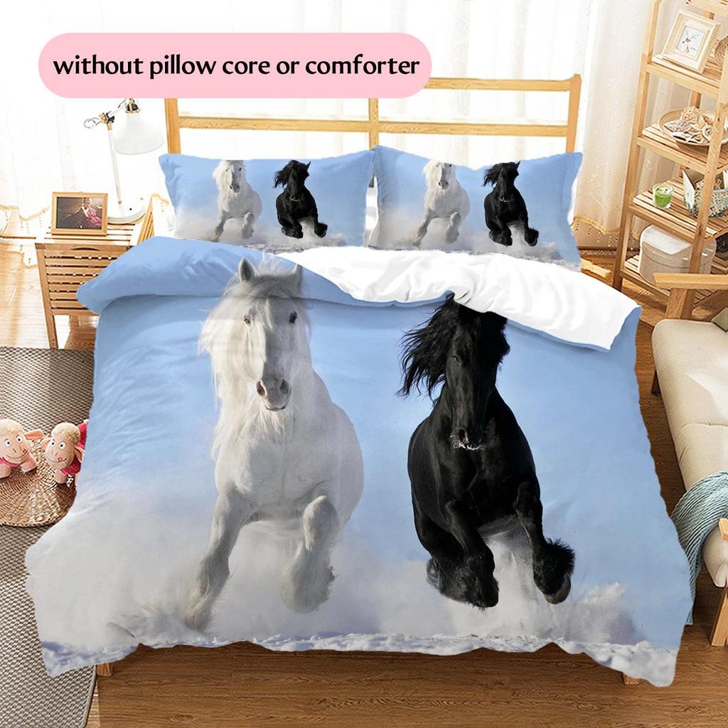 1PC Horse Bedding Quilt Set Quilt Cover Pillowcase Home Decoration Birthday Gift (1 * duvet cover + 2 * pillowcase, without core)
